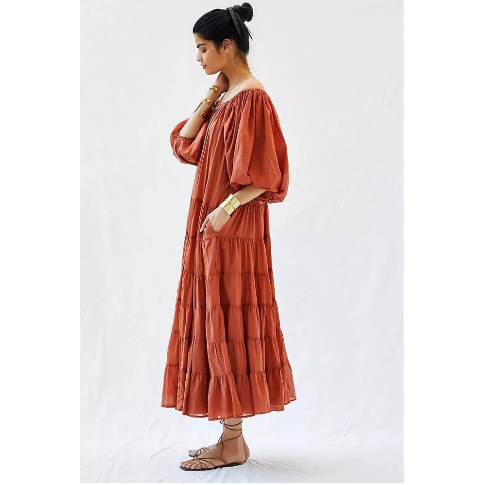 Erika Pena x Anthropologie Brielle Bohohemian Tiered Voile Cotton Maxi D… - Picture 7 of 9